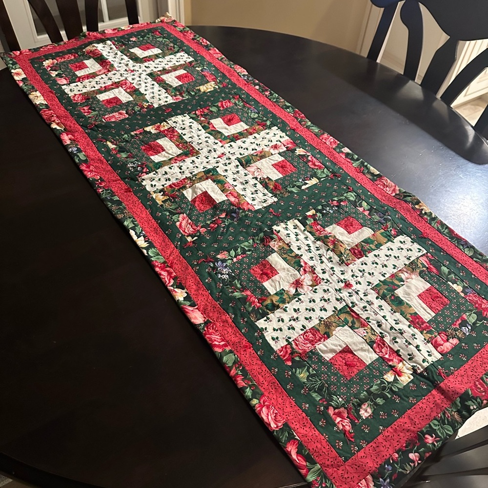 Festive Quilted Table Runner, Approx 19" x 47"